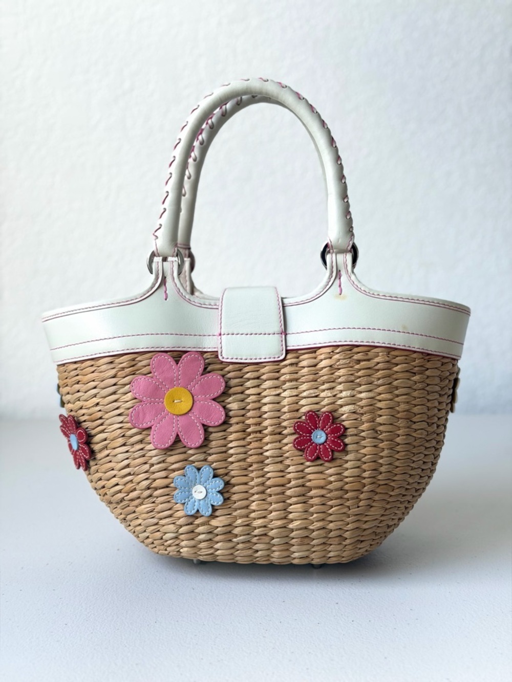 Y2K Coach Soho Straw Floral Basket Tote - Picture 3 of 16